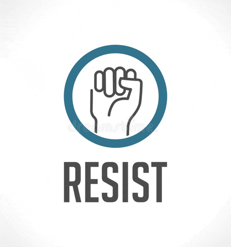 a fist in a circle with the word resist written below it