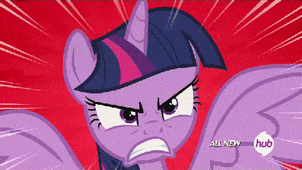 twilight sparkle from my little pony has an angry expression