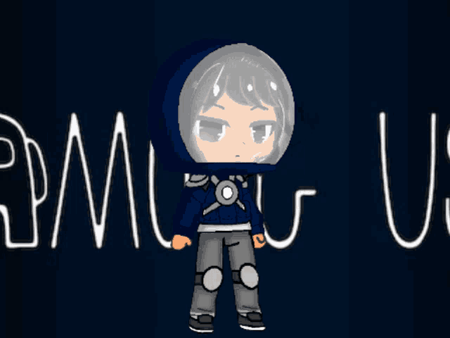 among us is written on a dark blue background