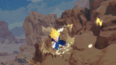 a cartoon character is flying through the air with a lightning bolt coming out of his fist