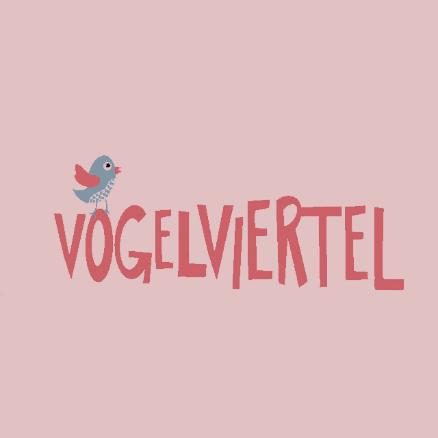 a pink background with the word vogelvertel and a blue bird