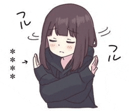 a cartoon of a girl with her arms crossed and closed eyes .