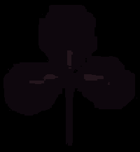 a pixel art of a clover with three leaves on a black background .