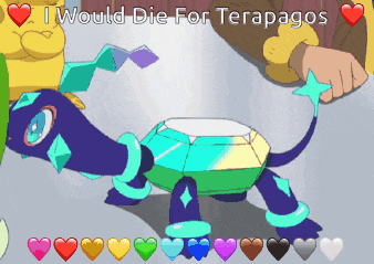 a cartoon of a turtle with the words " i would die for terapagos "