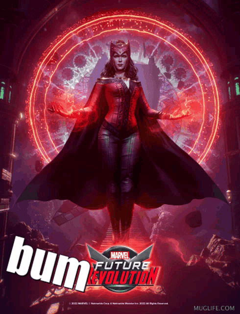 a poster for marvel future revolution with scarlet witch