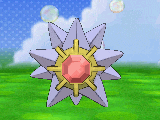 a star shaped pokemon with a red stone in the middle