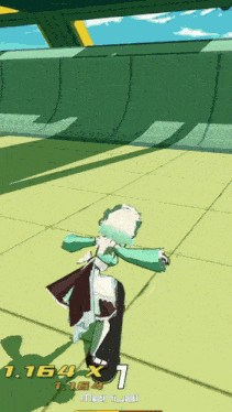 a cartoon character is riding a skateboard with the number 1 on the bottom right