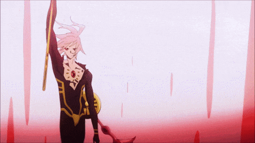 a cartoon character is holding a sword and shield in his hands .