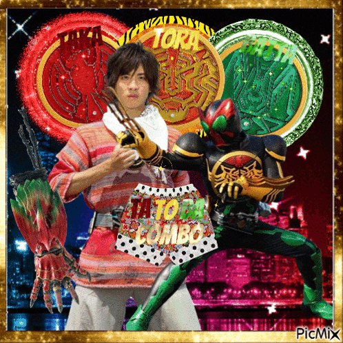 a picture of a man and a masked rider with the word combo on the bottom right