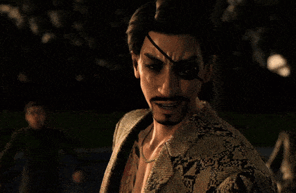 a man with a tattoo on his chest has an eye patch on his left eye