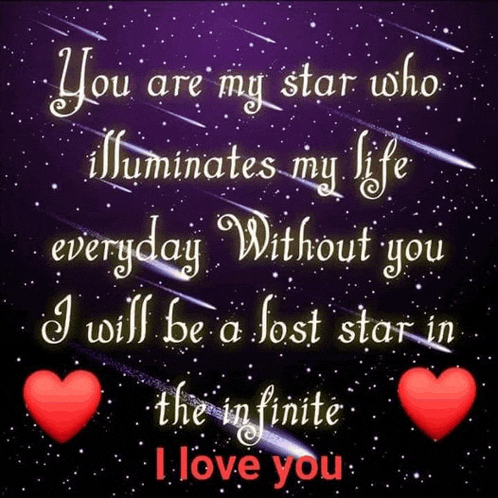 a purple background with a quote that says " you are my star who illuminates my life everyday "