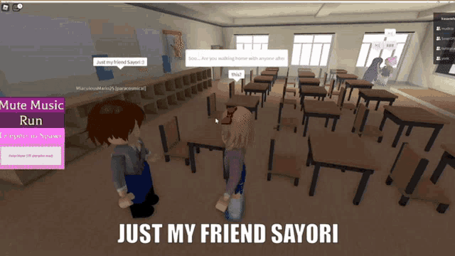 a screenshot of a video game with the words just my friend savori