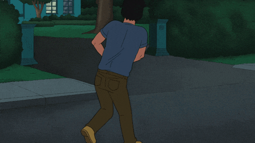 a cartoon drawing of a man carrying a black bag