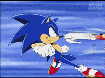 a cartoon of sonic the hedgehog with the words retro crush on the bottom right