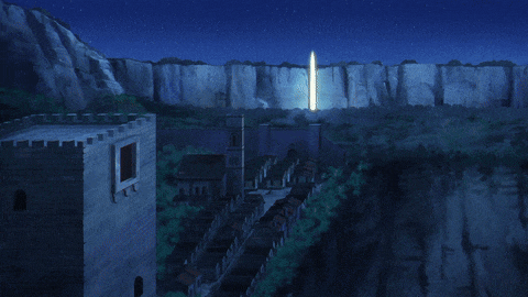a castle with a light coming out of the top