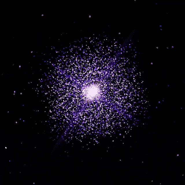 a purple and white cluster of stars in the dark
