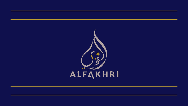 a blue background with the word alfakhri in white letters