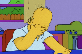 homer simpson from the simpsons is covering his face with his hand