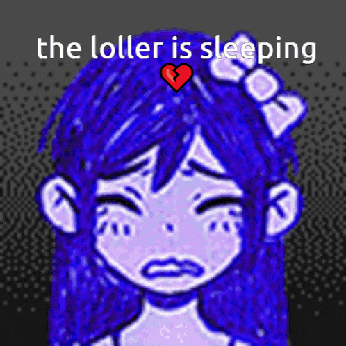 a drawing of a girl with a broken heart and the words " the loller is sleeping " above her