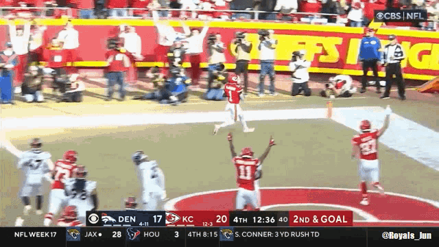 a football game is being shown on cbs and the score is 20 to 20