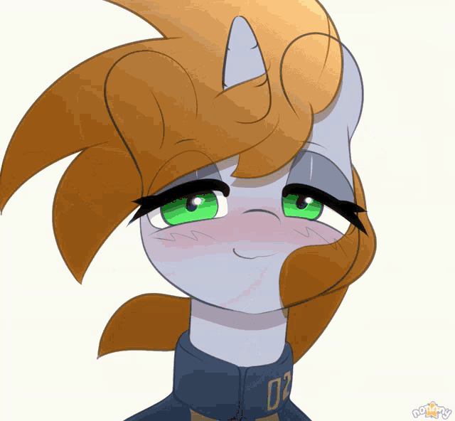 a drawing of a pony with the number 02 on the collar