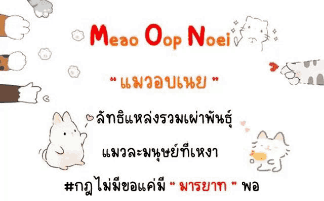 a poster with a cat and a rabbit on it in a foreign language