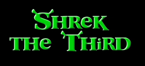 shrek the third is written in green letters against a black background