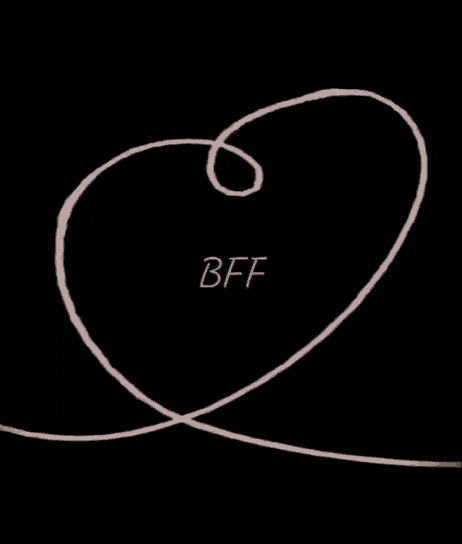 a pink swirl with the word bff on it