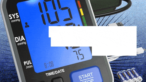 a digital blood pressure monitor shows that the blood pressure is 105 over 75
