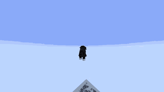 a person is flying through the air in a minecraft game