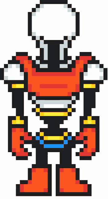 a pixel art of papyrus from undertale with a white head