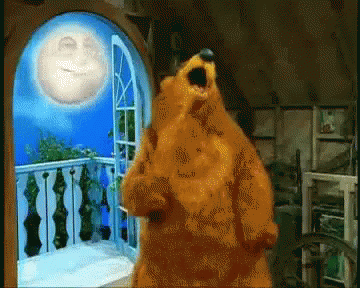 Bear Dances With The Moon GIF - Bear In The Big Blue House Bear Moon GIFs