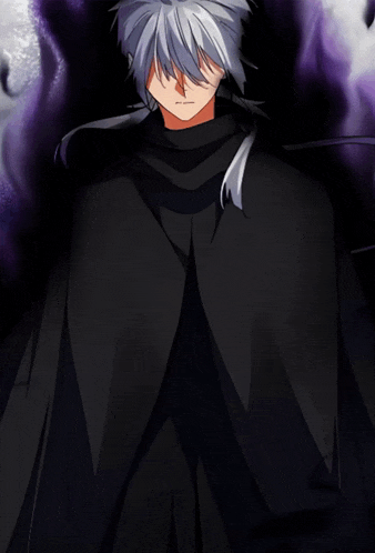 a man with white hair and a black cape