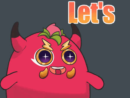 a cartoon character with horns and a peach on its head says gonooooo