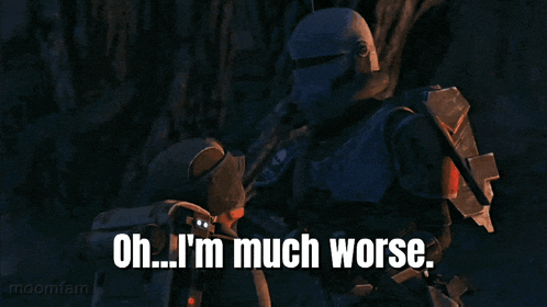 a man in a helmet says oh i 'm much worse