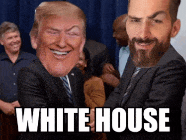 a picture of donald trump and a picture of a man with a beard and the words white house