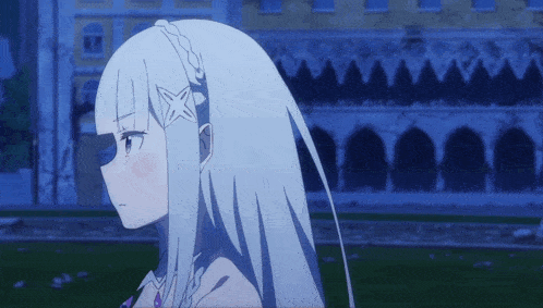 a girl with white hair and a star in her hair
