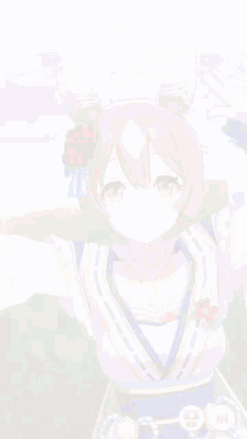 a girl with a flower in her hair is wearing a blue and white outfit