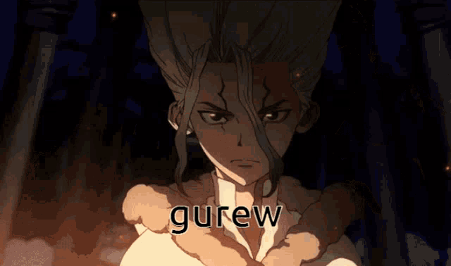 a cartoon character with the name gurew on the bottom right