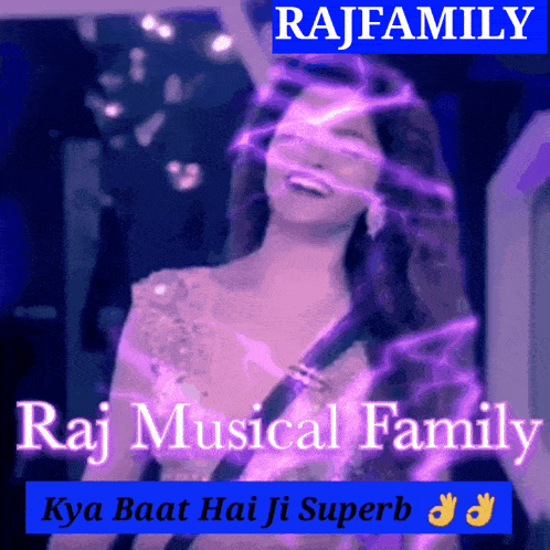 a poster for raj musical family shows a woman in a white dress