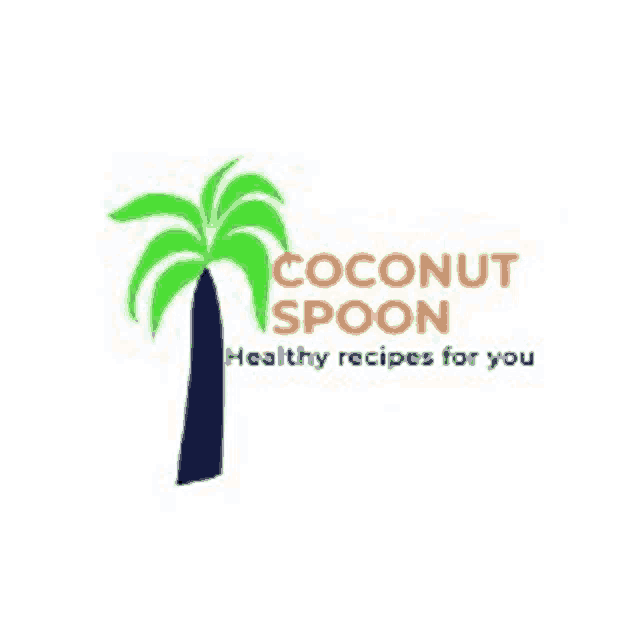 a logo for a company called coconut spoon with a palm tree on it .