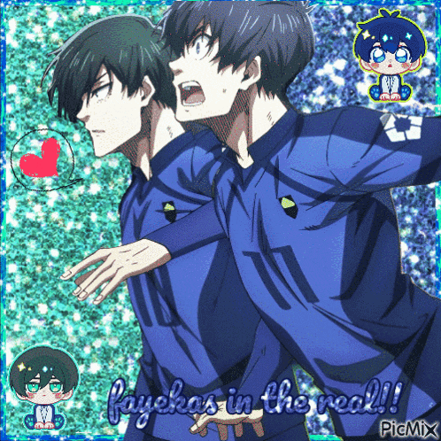 a picture of two anime characters with the words " fayeshas in the real "