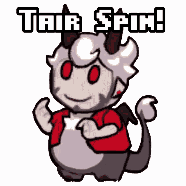 a cartoon character with horns and the words " talk spin "