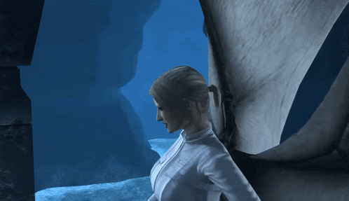 a computer generated image of a woman with a ponytail and a x on her shirt