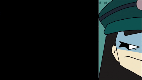 a cartoon drawing of a man wearing a hat with a black eye