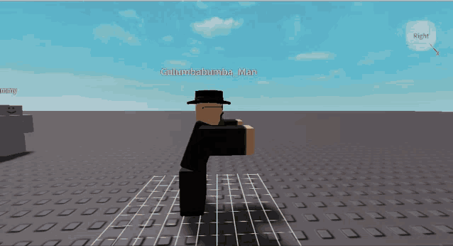 a man in a top hat is in a video game with the name gulumbabomba_man