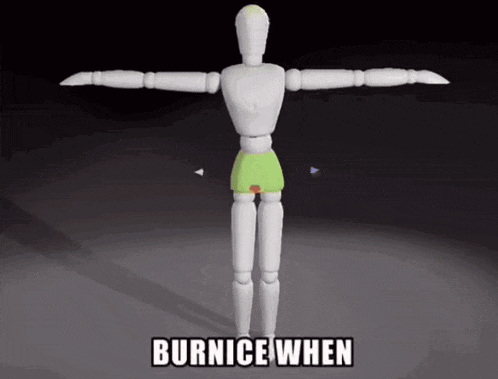 a 3d model of a mannequin with the words burnice when above it
