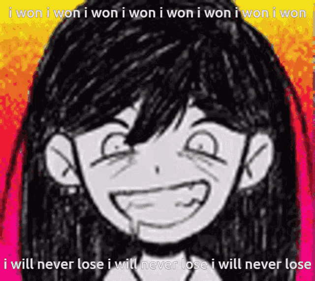 a drawing of a girl with the words i won i won i won i won i won i won i won