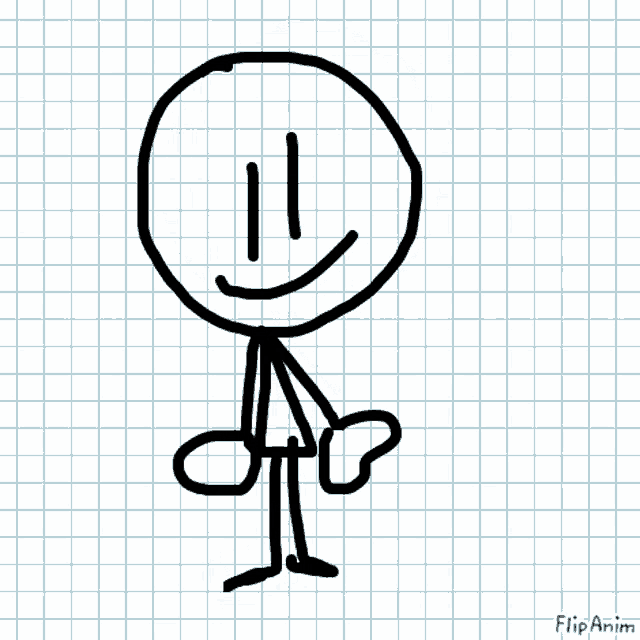 a drawing of a stick figure on a piece of graph paper with flipanim written on the bottom