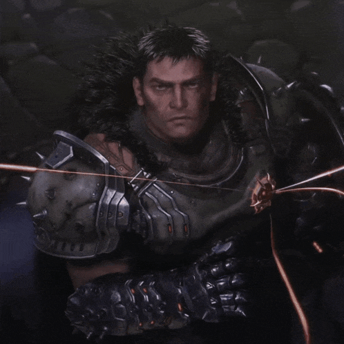a man with a fur collar is wearing a green armor with spikes